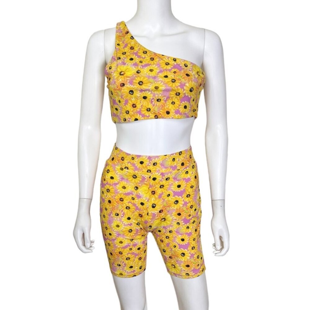 Zara Sunflower Biker Short Set - sz M/L - Picture 6 of 9
